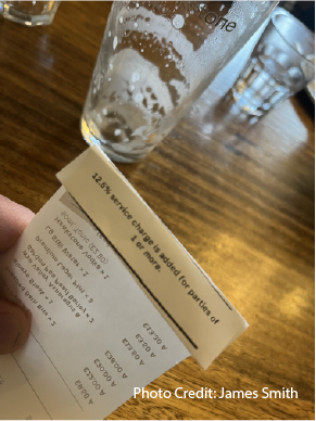 Service Charge Added for Parties of One or More